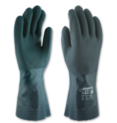 GUANTES PVC-ALGODON ESTANCOS VERDE 40CM EN374-3