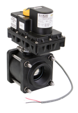 VALVULA BOLA AUTO ELECT. 12VDC BANJO EV R-H 2'' PN15,5 2 HILOS PPFV-INOX-FKM