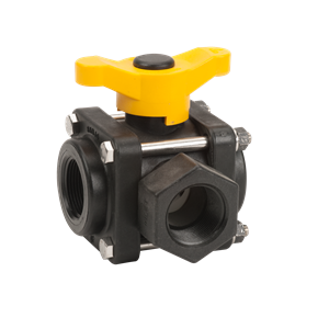 V125SL Polyethylene Ball Valve, 3-Way Side Loading, 1-1/4" Size